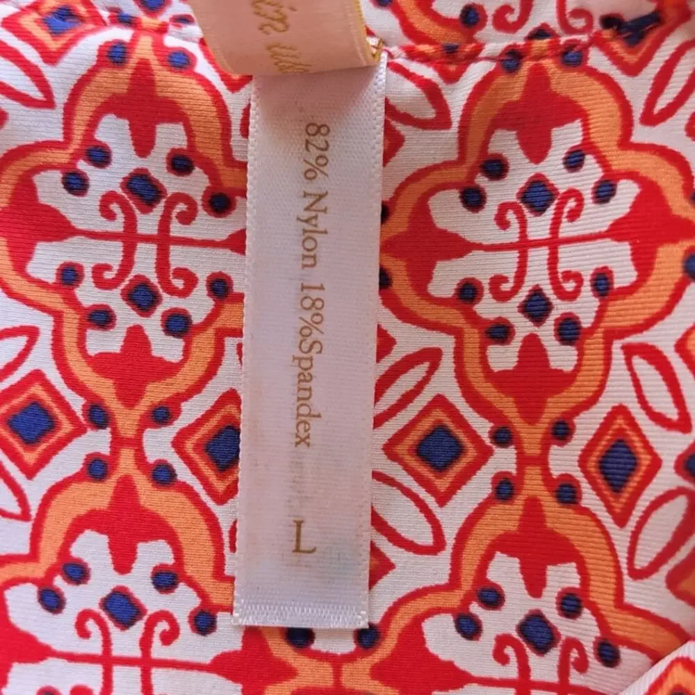 Helen Jon Sanibel Beach Mini Dress Size Large Coral Orange Navy V-neck Pockets - Picture 9 of 13